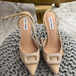 Steve Madden Beige Embellished Glitter Heels. Sz 10. NWOB